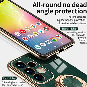 Θήκη Samsung Galaxy A73 5G OEM Magnetic Ring Kickstand / Μαγνητικό δαχτυλίδι / Βάση στήριξης Ultra Thin Frame Πλάτη από Premium TPU με μεταλιζέ περίβλημα πράσινο - Image 5