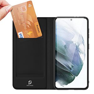 υποδοχή καρτών και μαγνητικό κούμπωμα Flip Wallet από συνθετικό δέρμα και TPU μαύρο