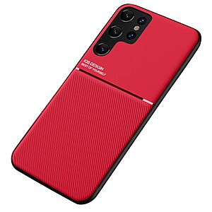Θήκη Samsung Galaxy S22 Ultra 5G OEM Inner Edge πλάτη με ενσωματωμένο μαγνήτη και υποστήριξη μαγνητικής βάσης από συνθετικό δέρμα TPU κόκκινο