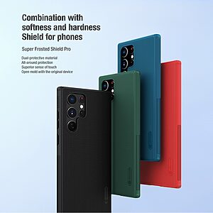 Θήκη Samsung Galaxy S22 Ultra 5G NiLLkin Super Frosted Shield Pro Series Πλάτη από Premium σκληρό TPU μαύρο - Image 4