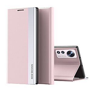 Θήκη Xiaomi 12 Pro 5G OEM Invisible Magnet Leather Stand Cover με μαγνητικό κούμπωμα από συνθετικό δέρμα ροζ