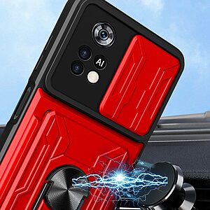 Θήκη Xiaomi Poco X4 Pro 5G OEM Camshield Armor Guard Πλάτη με προστασία για την κάμερα, Kickstand και Βάση στήριξης από σκλήρό Premium TPU κόκκινο - Image 4