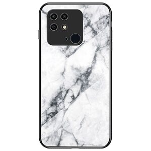 Θήκη Xiaomi Redmi 10C OEM σχέδιο Marble με Πλάτη Tempered Glass TPU λευκό