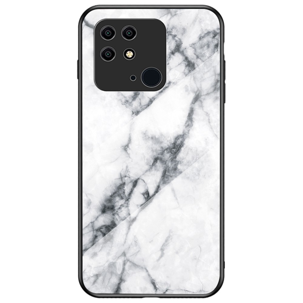 Θήκη Xiaomi Redmi 10C OEM σχέδιο Marble με Πλάτη Tempered Glass TPU λευκό
