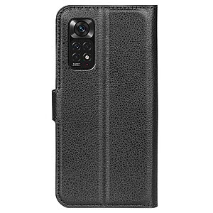 Θήκη Xiaomi Redmi Note 11 / 11S OEM Litchi Skin Leather με βάση στήριξης, υποδοχές καρτών και μαγνητικό κούμπωμα μαύρο - Image 3