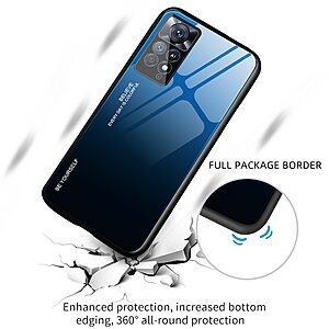 Θήκη Xiaomi Redmi Note 11 Pro / 11 Pro 5G OEM Gradient Color Laser Carving Tempered Glass Πλάτη TPU μαύρο / κόκκινο - Image 4