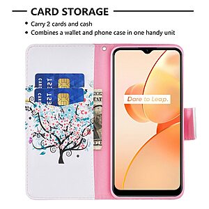 Θήκη Realme C31 OEM Flowered Tree με βάση στήριξης, υποδοχές καρτών και μαγνητικό κούμπωμα Flip Wallet από συνθετικό δέρμα και TPU - Image 3