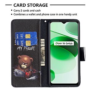 Θήκη Realme C35 OEM Angry bear with chainsaw με βάση στήριξης, υποδοχές καρτών και μαγνητικό κούμπωμα Flip Wallet από συνθετικό δέρμα και TPU - Image 3
