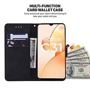 Θήκη Realme C35 Mad Mask Leather Wallet Case Geometry Style με βάση στήριξης, υποδοχές καρτών και μαγνητικό κούμπωμα Flip Wallet από συνθετικό δέρμα μαύρο - Image 3
