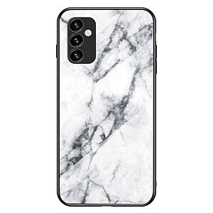 Θήκη Samsung Galaxy M23 5G OEM σχέδιο Marble με Πλάτη Tempered Glass TPU λευκό