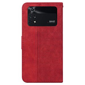 Θήκη Xiaomi Poco M4 Pro 4G Mad Mask Leather Wallet Case Geometry Style με βάση στήριξης, υποδοχές καρτών και μαγνητικό κούμπωμα Flip Wallet από συνθετικό δέρμα κόκκινο - Image 3