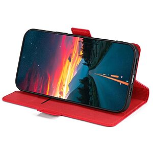 Θήκη Honor Magic4 Lite 5G OEM Skin Pro ultra thin με βάση στήριξης, υποδοχή καρτών και μαγνητικό κούμπωμα Flip Wallet από συνθετικό δέρμα και TPU κόκκινο - Image 4