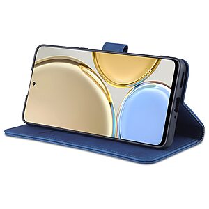 Θήκη Honor Magic4 Lite 5G AZNS Litchi Retro V2 Texture Leather με βάση στήριξης, υποδοχές καρτών και μαγνητικό κούμπωμα μπλε - Image 5