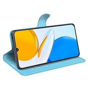 Θήκη Honor X7 OEM Litchi Skin  Leather με βάση στήριξης, υποδοχές καρτών και μαγνητικό κούμπωμα μπλε - Image 3