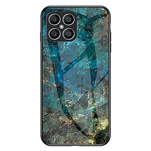 Θήκη Honor X8 OEM σχέδιο Marble με Πλάτη Tempered Glass TPU σμαραγδί