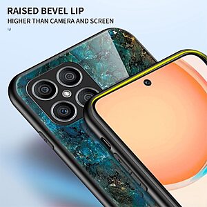 Θήκη Honor X8 OEM σχέδιο Marble με Πλάτη Tempered Glass TPU σμαραγδί - Image 5