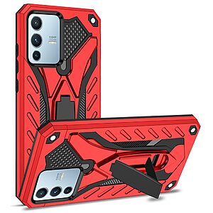 Θήκη Vivo V23 5G Mad Mask Πλάτη Shockproof Armor Series 2 με ποδαράκι Βάση στήριξης TPU κόκκινο