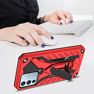 Θήκη Vivo V23 5G Mad Mask Πλάτη Shockproof Armor Series 2 με ποδαράκι Βάση στήριξης TPU κόκκινο - Image 4