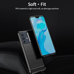 Θήκη Vivo V23 5G MOFI Brushed TPU Carbon Πλάτη μαύρο - Image 5