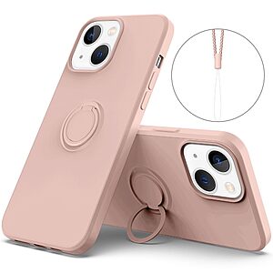 Θήκη iPhone 14 OEM Ultra Thin Matte Premium Πλάτη με ημίσκληρο TPU και δαχτυλίδι στήριξης ροζ