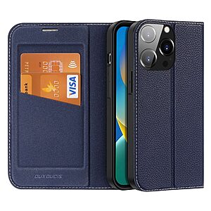 υποδοχή καρτών και μαγνητικό κούμπωμα Flip Wallet από συνθετικό δέρμα και εσωτερικό TPU μπλε