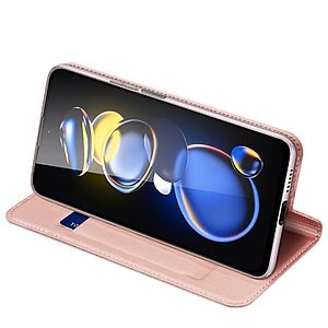 Θήκη Xiaomi Poco X4 GT 5G Dux Ducis Skin Pro Series με βάση στήριξης, υποδοχή καρτών και μαγνητικό κούμπωμα Flip Wallet από συνθετικό δέρμα και TPU ροζ - Image 5
