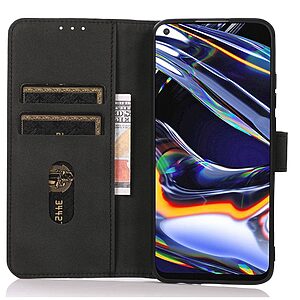 Θήκη Huawei Nova Y70 KHAZNEH Litchi Skin Texture Leather με βάση στήριξης, υποδοχές καρτών και μαγνητικό κούμπωμα μαύρο - Image 3