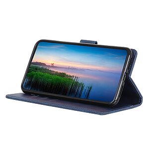 υποδοχή καρτών και μαγνητικό κούμπωμα Flip Wallet από συνθετικό δέρμα και TPU μπλε