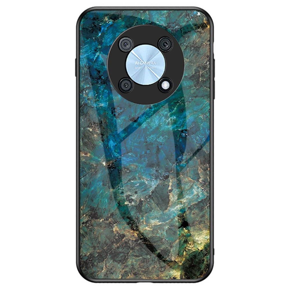 Θήκη Huawei Nova Y90 OEM σχέδιο Marble με Πλάτη Tempered Glass TPU σμαραγδί