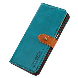 Θήκη iPhone 14 Pro KHAZNEH Leather Wallet Golden Clasp με βάση στήριξης, υποδοχές καρτών και μαγνητικό κούμπωμα μπλε - Image 5