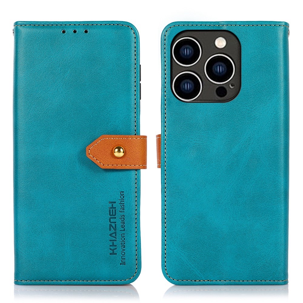 Θήκη iPhone 14 Pro KHAZNEH Leather Wallet Golden Clasp με βάση στήριξης