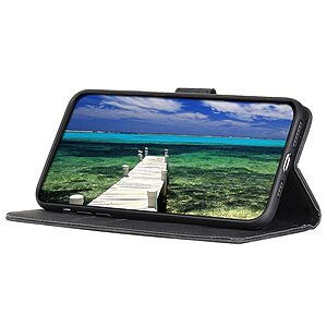 Θήκη Huawei Nova Y90 KHAZNEH Litchi Skin Texture Leather με βάση στήριξης, υποδοχές καρτών και μαγνητικό κούμπωμα μαύρο - Image 3