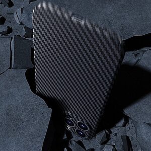 Θήκη iPhone 14 Mad Mask με υφή Carbon Fiber Ultra Slim με πλάτη αντικραδασμική από σκληρό πλαστικό γαλάζιο - Image 4