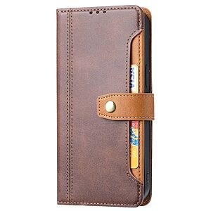 Θήκη iPhone 14 Pro Mad Mask Leather Wallet Business Golden Clasp με βάση στήριξης, υποδοχές καρτών και μαγνητικό κούμπωμα καφέ - Image 4