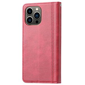 Θήκη iPhone 14 Pro Mad Mask Leather Wallet Business Golden Clasp με βάση στήριξης, υποδοχές καρτών και μαγνητικό κούμπωμα κόκκινο - Image 5