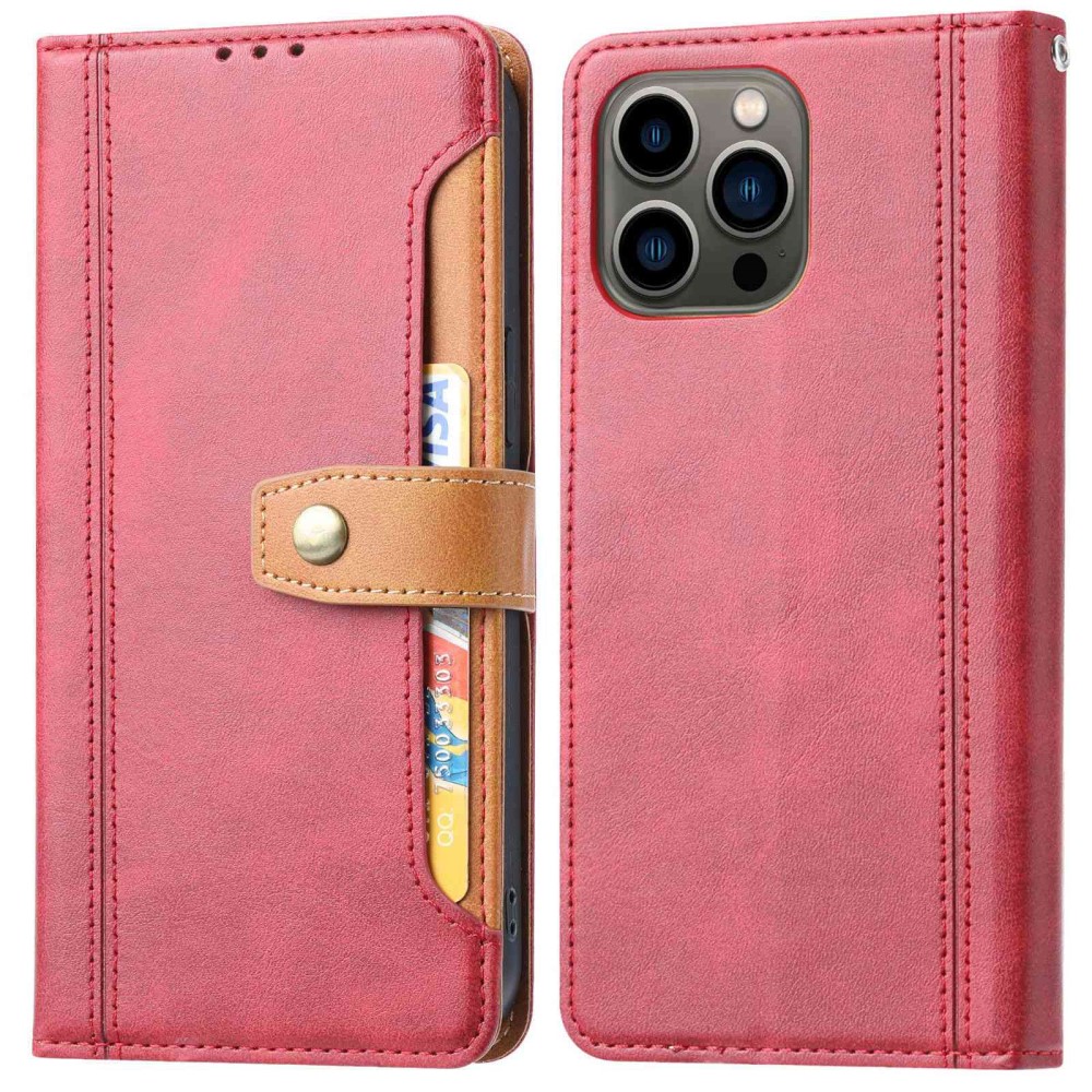 Θήκη iPhone 14 Pro Mad Mask Leather Wallet Business Golden Clasp με βάση στήριξης