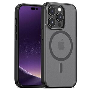 Θήκη iPhone 14 Pro Max Mad Mask Magnetic Matte Hybrid συμβατό με MagSafe φορτιστή Transparent Πλάτη TPU μαύρο