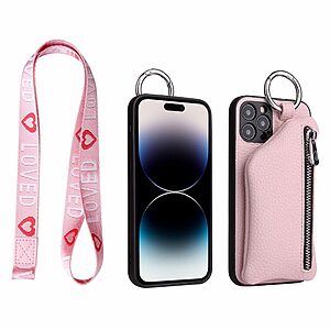 Θήκη iPhone 14 Pro Max Mad Mask πλάτη δερματίνης με κορδόνι και πορτοφόλι με φερμουαρ από αντικραδασμικό TPU μαύρο - Image 4