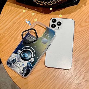 Θήκη iPhone 14 Pro Mad Mask σχέδιο Astronaut Spaceman με προστατευτικό περίβλημα κάμερας και Πλάτη από σκληρό πλαστικό πράσινο - Image 2