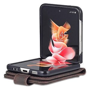 Θήκη Samsung Galaxy Z Flip4 5G Mad Mask Leather Wallet Case με βάση στήριξης, υποδοχές καρτών και μαγνητικό κούμπωμα Flip Wallet από συνθετικό δέρμα και σκληρό πλαστικό καφέ - Image 3