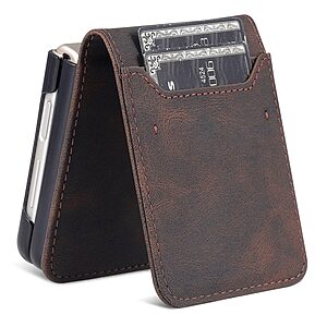 Θήκη Samsung Galaxy Z Flip4 5G Mad Mask Leather Wallet Case με βάση στήριξης, υποδοχές καρτών και μαγνητικό κούμπωμα Flip Wallet από συνθετικό δέρμα και σκληρό πλαστικό καφέ - Image 4