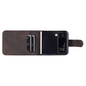 Θήκη Samsung Galaxy Z Flip4 5G Mad Mask Leather Wallet Case με βάση στήριξης, υποδοχές καρτών και μαγνητικό κούμπωμα Flip Wallet από συνθετικό δέρμα και σκληρό πλαστικό καφέ - Image 5