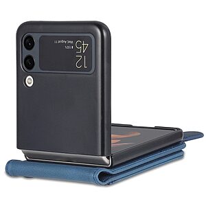 υποδοχές καρτών και μαγνητικό κούμπωμα Flip Wallet από συνθετικό δέρμα και σκληρό πλαστικό μπλε