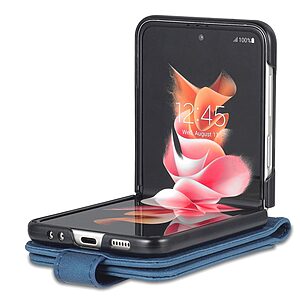 Θήκη Samsung Galaxy Z Flip4 5G Mad Mask Leather Wallet Case με βάση στήριξης, υποδοχές καρτών και μαγνητικό κούμπωμα Flip Wallet από συνθετικό δέρμα και σκληρό πλαστικό μπλε - Image 3