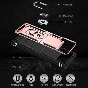 Θήκη Samsung Galaxy Z Flip4 5G Mad Mask πλάτη Armor V2 με Μαγνητικό δαχτυλίδι και Βάση στήριξης TPU ροζ χρυσό - Image 5