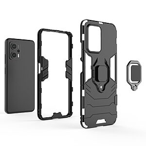 Θήκη Xiaomi Poco X4 GT 5G Mad Mask Πλάτη Thin Armor με Μαγνητικό δαχτυλίδι και Βάση στήριξης TPU μαύρο - Image 4