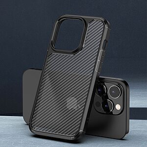 Θήκη iPhone 14 Pro MOCOLO K14 Series Matte Hybrid αντικραδασμική από υφή Carbon Fiber Πλάτη TPU μπλε - Image 2