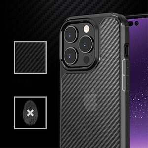 Θήκη iPhone 14 Pro MOCOLO K14 Series Matte Hybrid αντικραδασμική από υφή Carbon Fiber Πλάτη TPU μπλε - Image 3