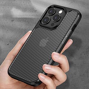 Θήκη iPhone 14 Pro MOCOLO K14 Series Matte Hybrid αντικραδασμική από υφή Carbon Fiber Πλάτη TPU μπλε - Image 4