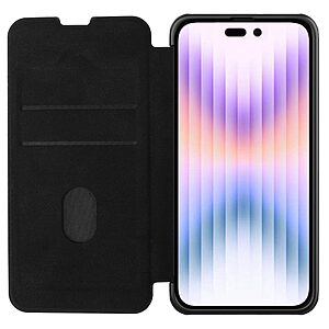 Θήκη iPhone 14 Pro NiLLkin Qin Series με προστασία κάμερας Flip Wallet από σκληρό πλαστικό και συνθετικό δέρμα μαύρο - Image 2